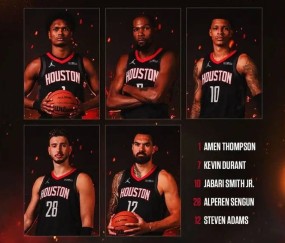 杜兰特领衔死亡五大！火箭揭幕战首发平均身高2米09